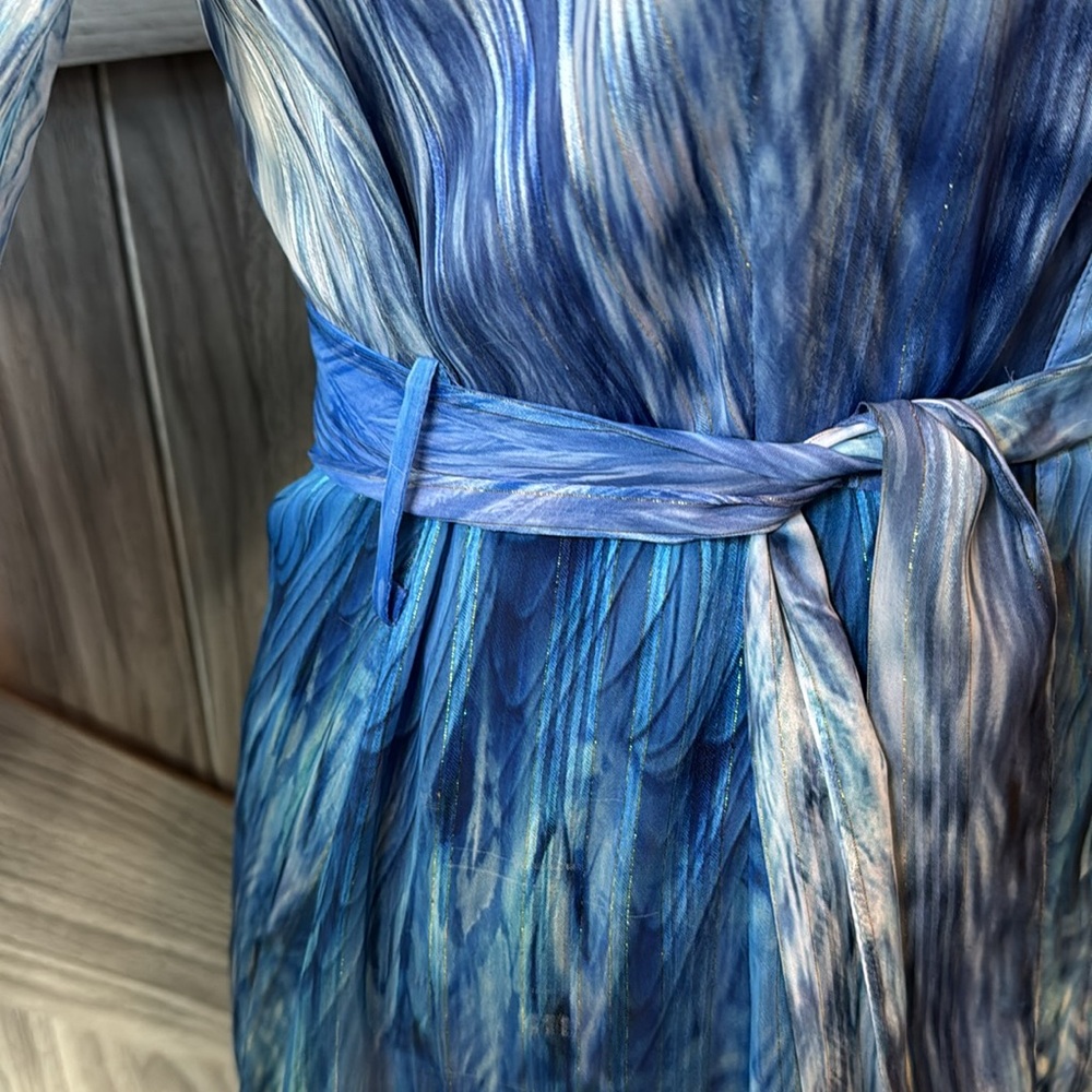 Gorgeous flowy vivid blue Tahari midi dress with pockets - Like new XS - Picture 6 of 15